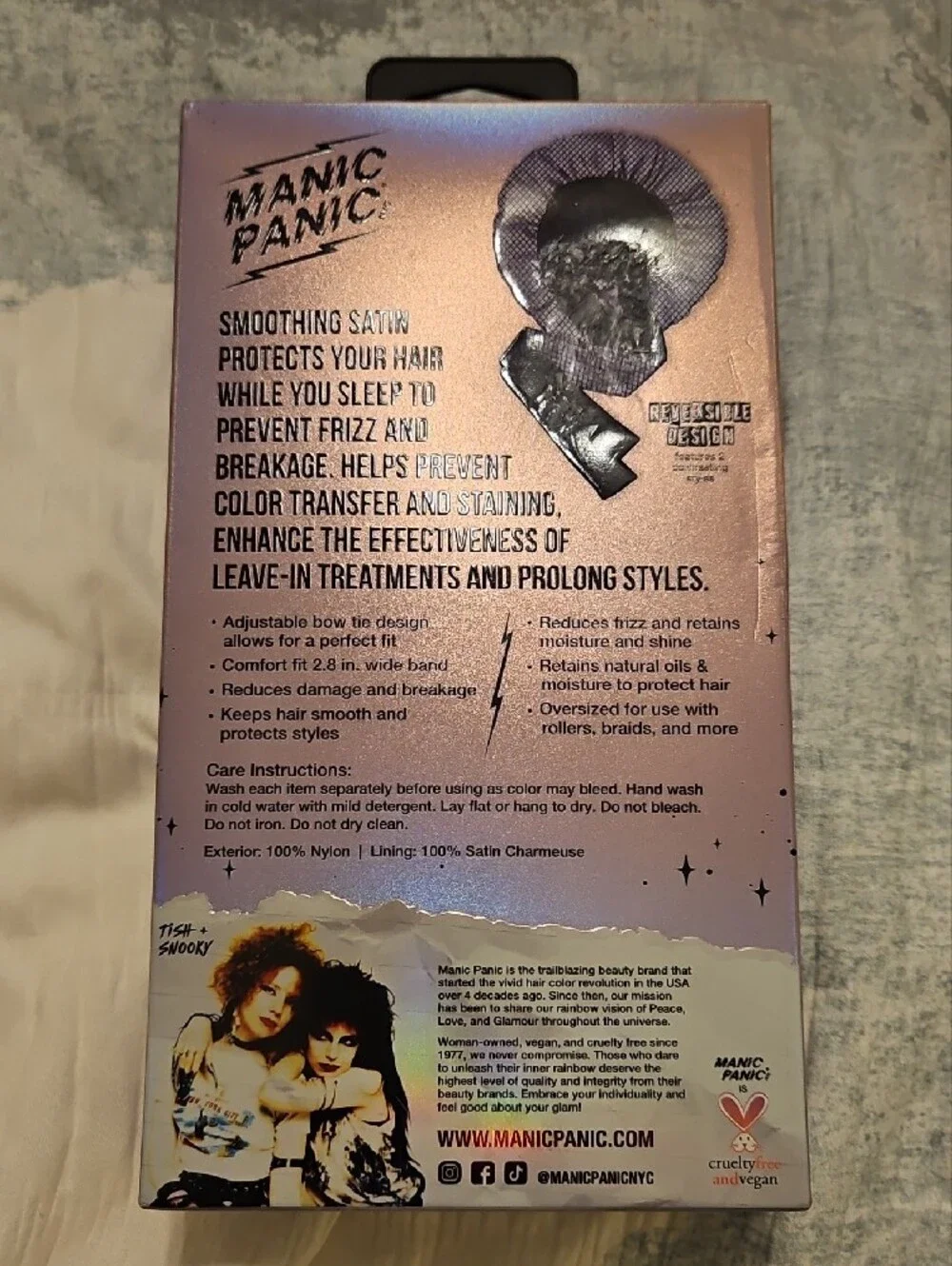 NWT Manic Panic Oversized Reversible Satin Sleep Bonnet 17” Hair Protection